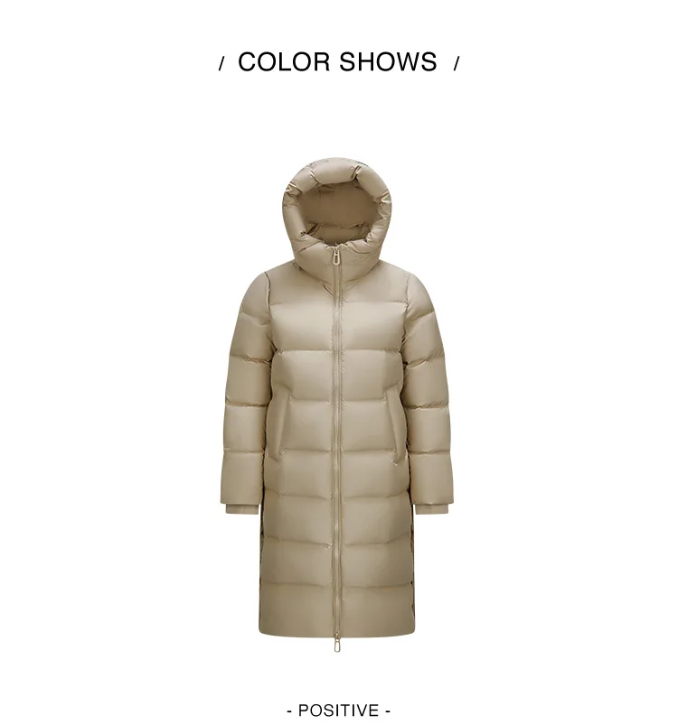 Down Jacket Women Long Length Hooded Slit Loose New Winter Water-Repellent Goose Down Clothing