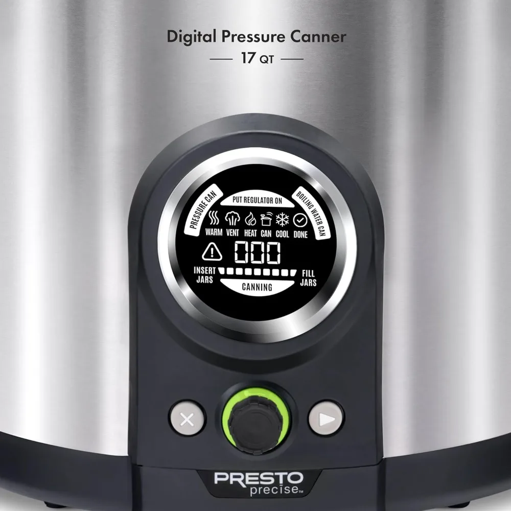 17-Quart Digital Pressure Canner-Digital Display, Waterbath Capable, 10 Built-In Safety Features, Recipe Book, Stainless Steel