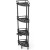 Standing Shower Caddy-4 Tier Stand with Soap Dish, 4 Hooks, Adjustable Feet for Corner-Black 1