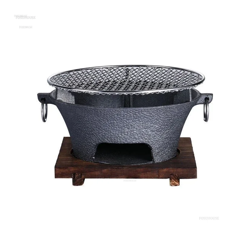 Outdoor Camping Furnace Grill Stand Old-fashioned Cast Iron Fire Pits Indoor Brazier Rack Heater Home Carbon Fired Tea Stove H