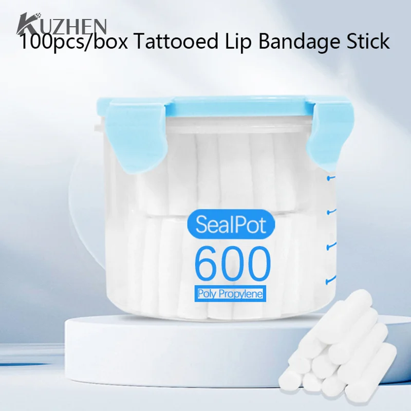 

100PCS Disposable Lip Tattoo Skin Stretching Cotton Stick With Box Semi-Permanent Makeup Lip Embroidery Blush Recovery Tools