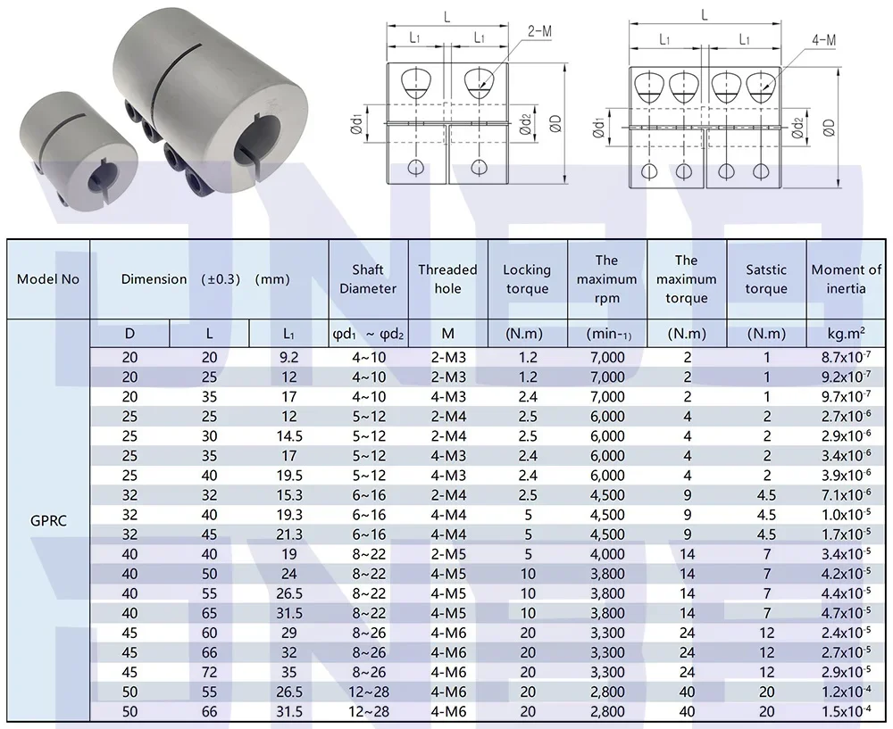 Description Picture 2 of itemRigid shaft D50L55 coupler clamp stepper servo motor coupling 3D printer parts 8/10/12/14/15/16/18/20/22mm coupler