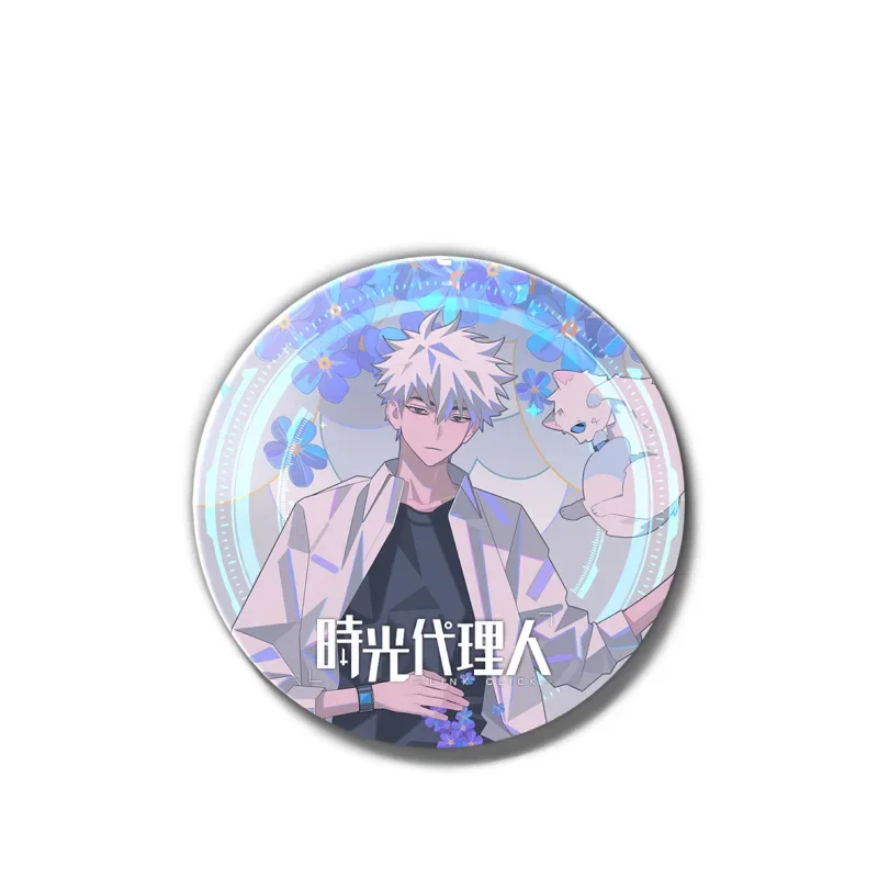 LinkClicks Anime Abzeichen Set - 6 Stück Tinplate Pins 58mm, Mehrfarbige Figuren