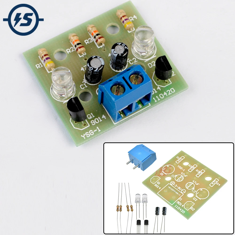 DIY Kit 5MM LED Flashing Light Circuit Simple LED Blinking Flip Flop Suite  Electronic Welding Practice Parts DC 3-9V