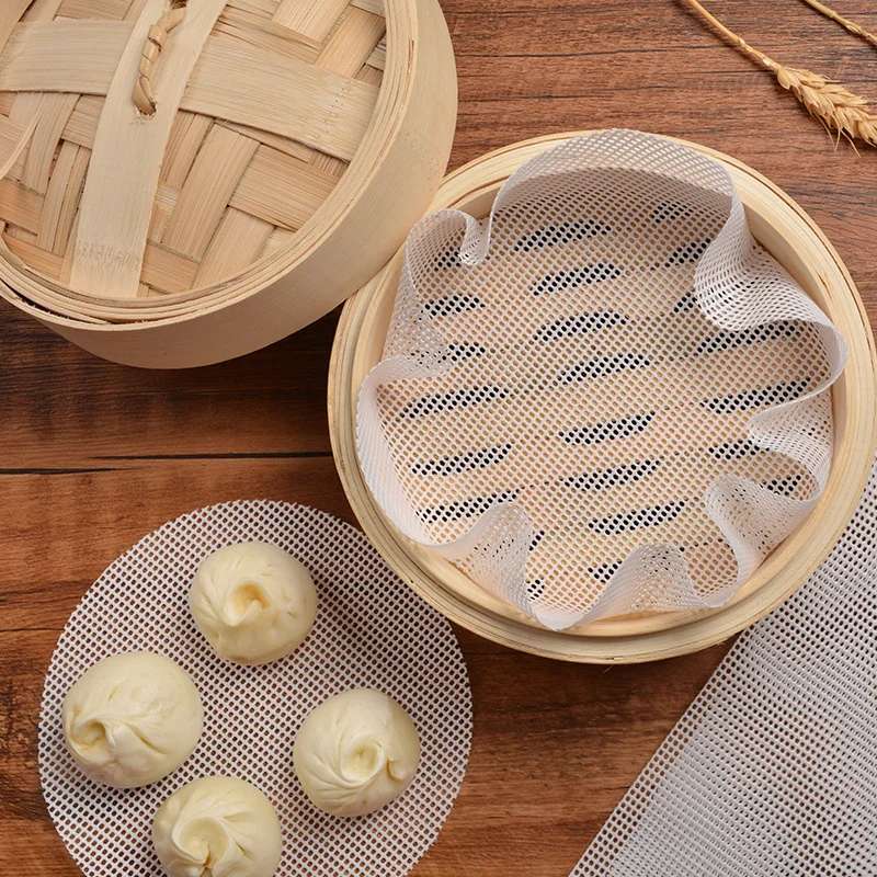 

10pcs Silicone Round Steamer Mat Non-stick Oil-proof Steamer Cloth Multifunctional Reusable Steamed Bun Mat Kitchen Tools