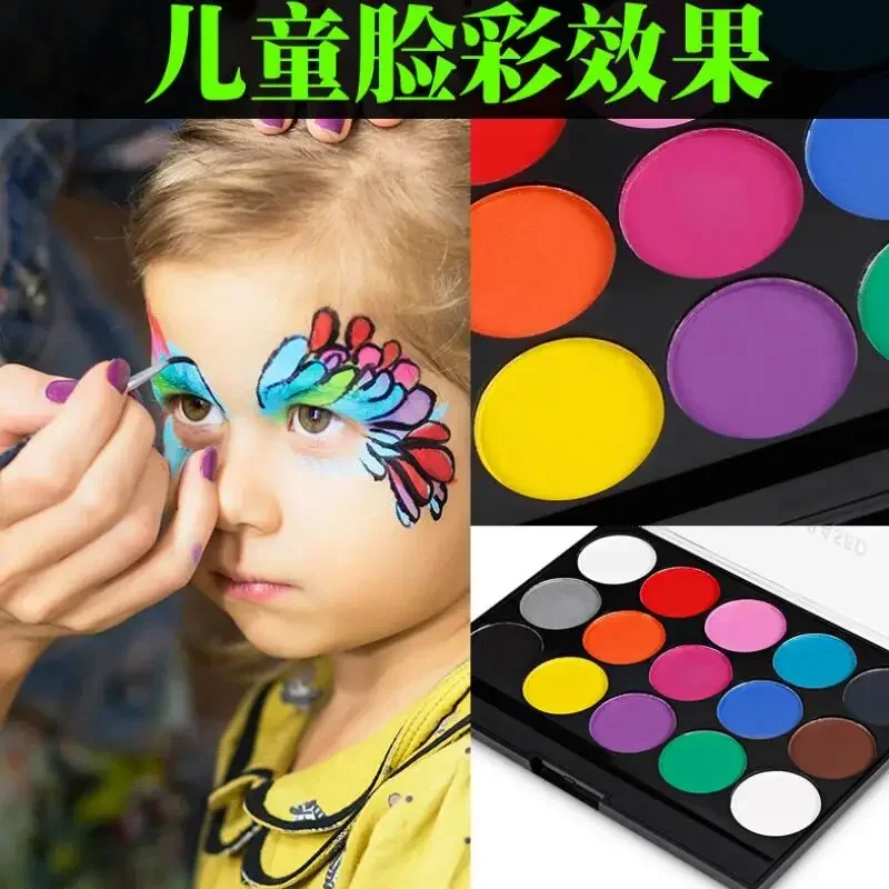 15 Colors Non Toxic Face Painting Body Makeup Safe Water Paint Oil With Brush Christmas Halloween Party Tools 4