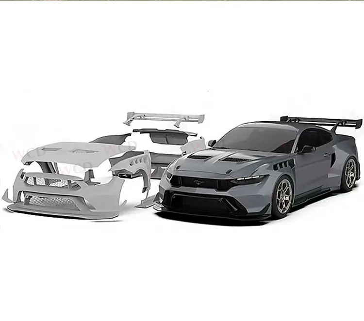 For Ford Mustang 2015-2017 GTD Style Body Kit Front Bumper Fender Rear Bumper Lip Rear Wing Engine Hood Side Skirt Wide Bodykit