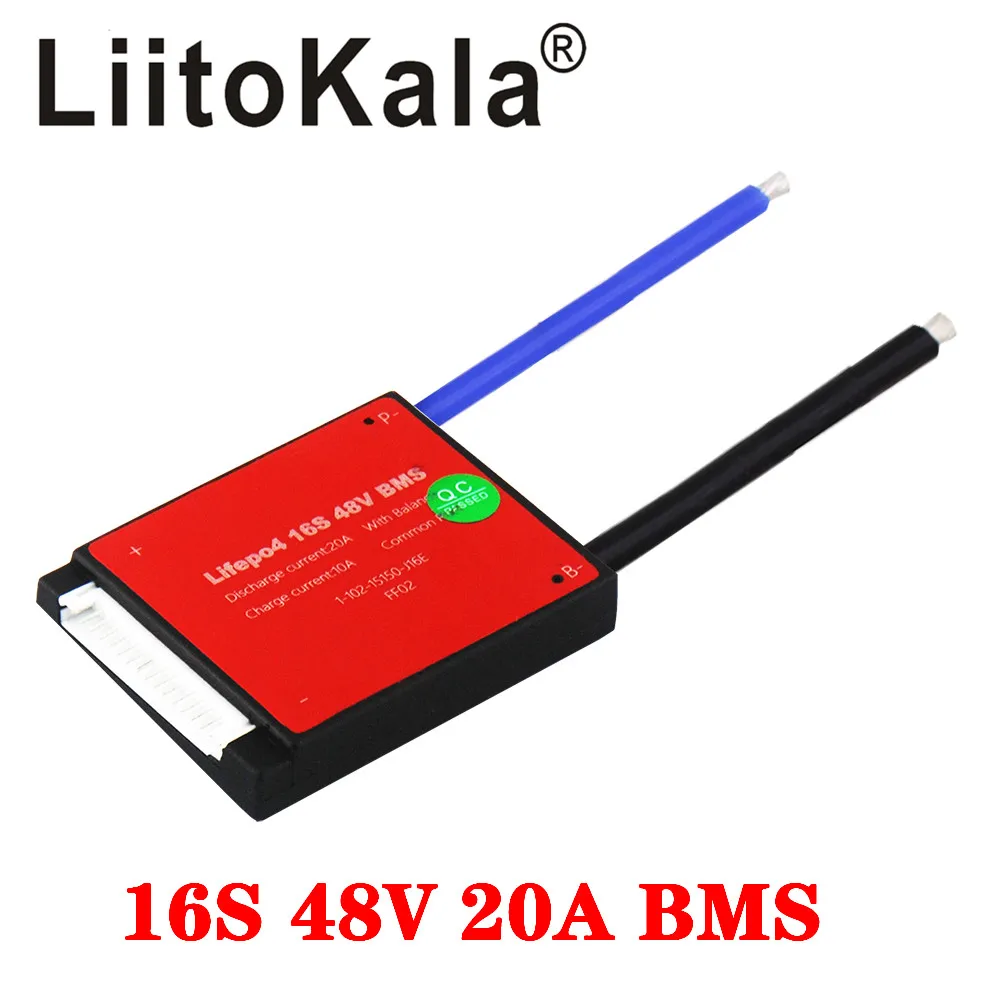 LiitoKala 16S 48V 20A Водонепроницаемая батарея BMS Lifepo4 3 2 V 18650 32700 Аккумулятор Защищенный