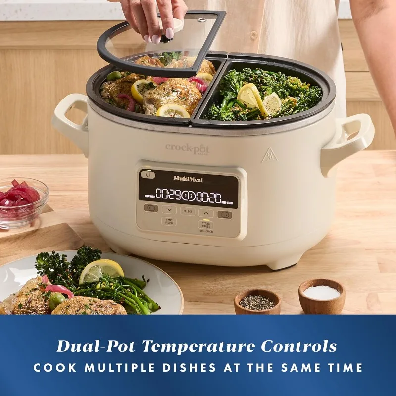 MultiMeal Multicooker and Programmable Slow Cooker with Bake Function,12.25"D x 18"W x 9.25"H, Off-White 3