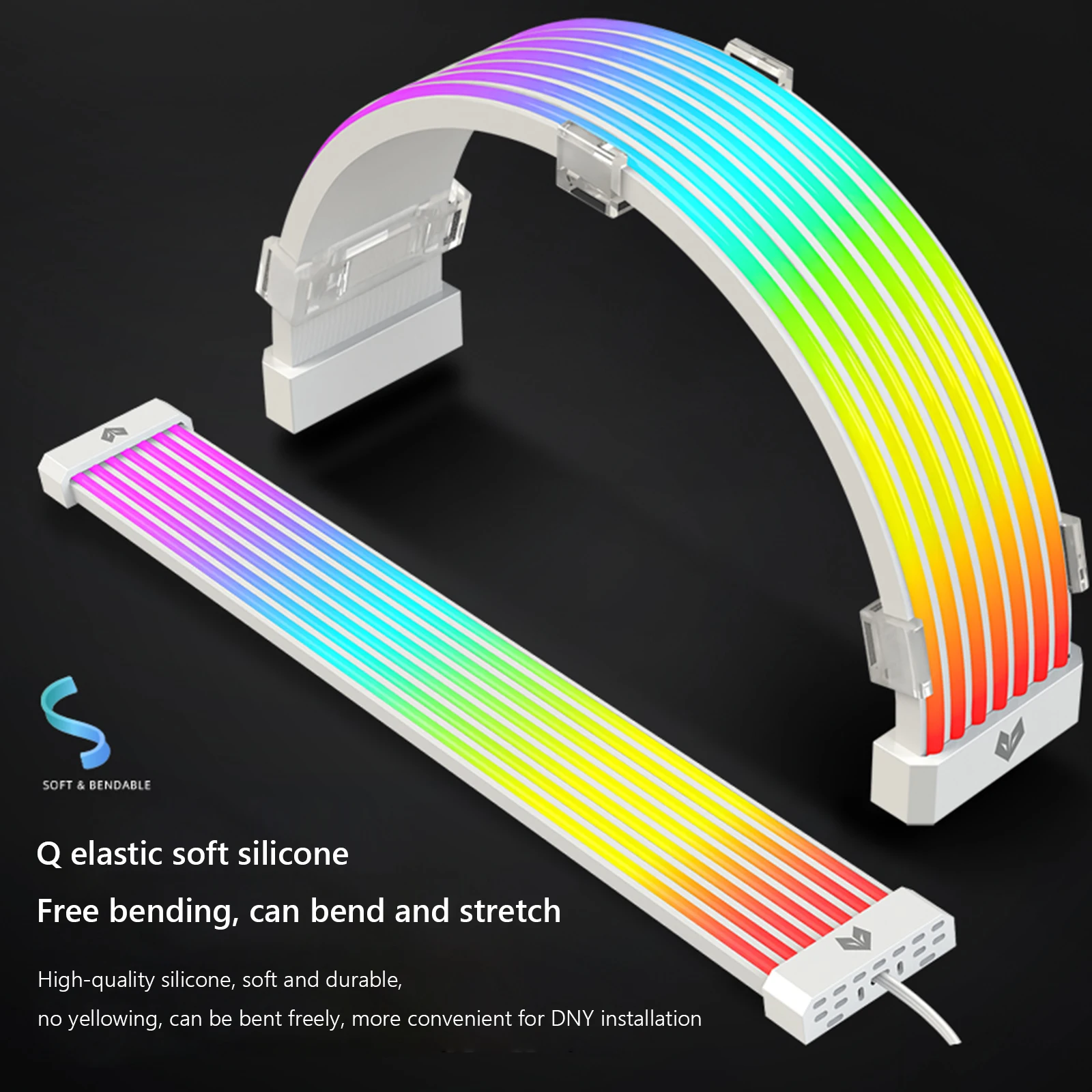 Coolmoon Aosor Argb Led Tira de Luz para 24pin Placa-mãe Cabo Extensão Energia Sincronização Aura Flexível Led Strip Luz Faça Você Mesmo Kit - Imagem 2