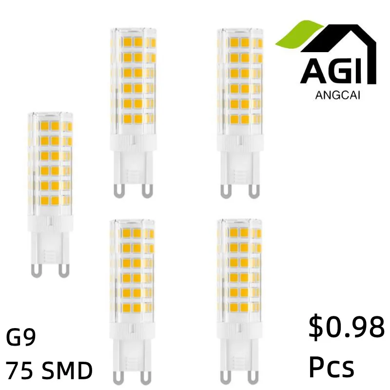 

Светодиодная лампа G9 для люстры, 6 Вт, 75SMD2835, 220-240 В, освещение постоянной мощности, суперяркое, замена галогена, 40 Вт, 5 шт.