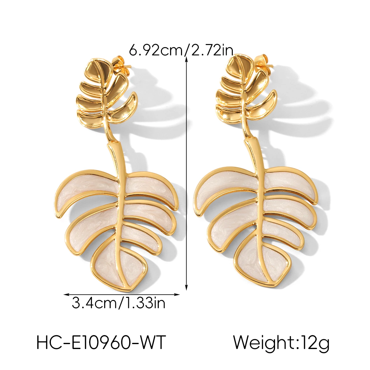 Huang Chao Big Leaf Anhänger Declaration 18k PVD vergoldet Edelstahl Damen Ohrringe Schmuckset Mode Festival Geschenk – Detail 3