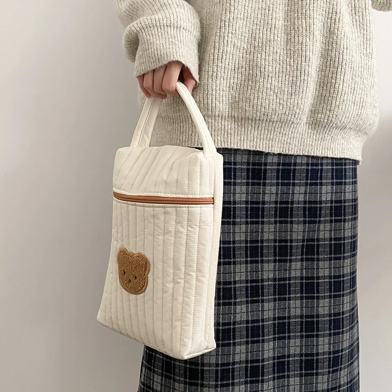 Baby Diaper Bag for Mom Cotton Bear Mommy Bags Nappy Diapers Organizer Zipper Women Handbags Maternity Bag Cartoon Beige Sac - 4