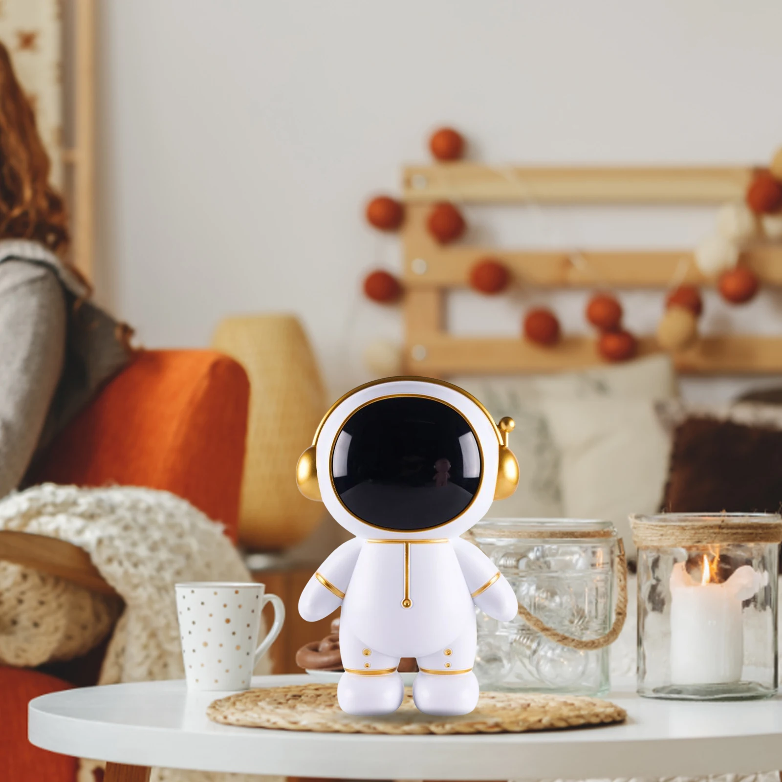Creative Spaceman Piggy Bank Unbreakable Kids Children Money Coin Saving Cartoon Toy Creative DIY Light String Night Lamp Decor 4
