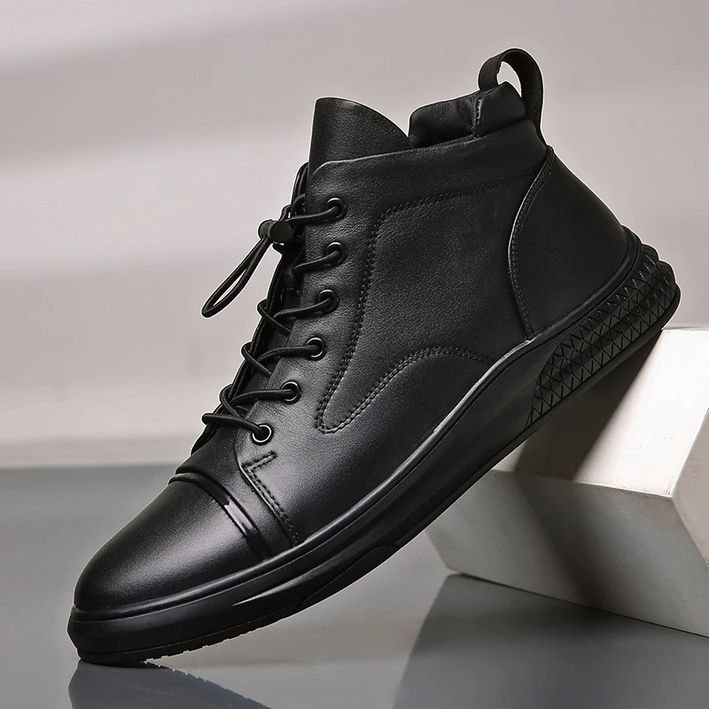 

men Casual Shoes genuine leather Men's Winter Boots Chelsea Boots Men Business Dress Oxfords Plush Male Ankle Boots big size 48