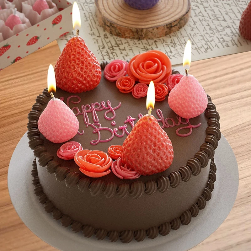 4 Holes Strawberry Shaped Silicone Candle Mold 3D Fruit Scented Candle DIY Craft Resin Mold Handmade Cakes Tools Bakeware 실리콘 몰드