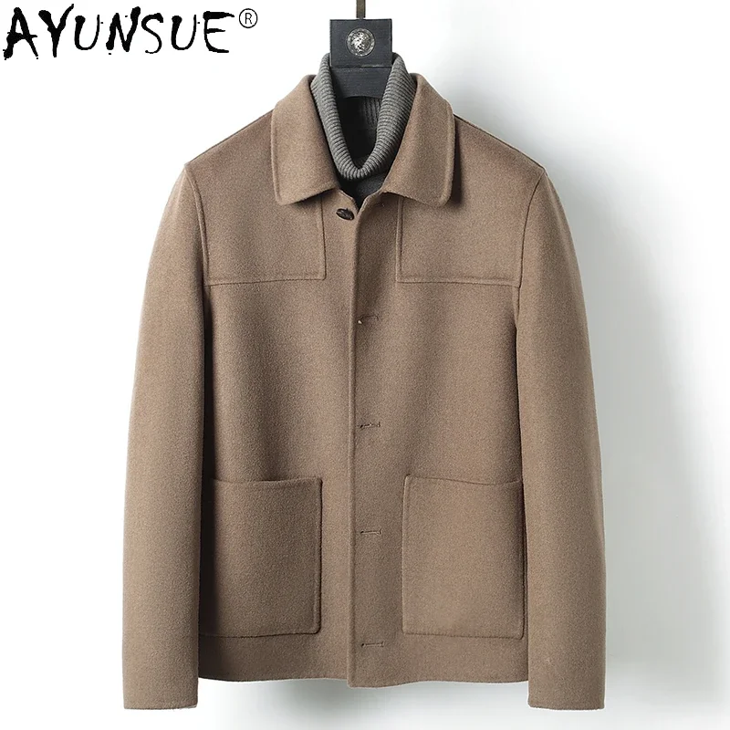 

AYUNSUE Elegant Fashion Winter Coat Men Wool Coat Mens Clothing New Warm Short Jacket Men Trench Coat Down Coats Peacoat Men Zm