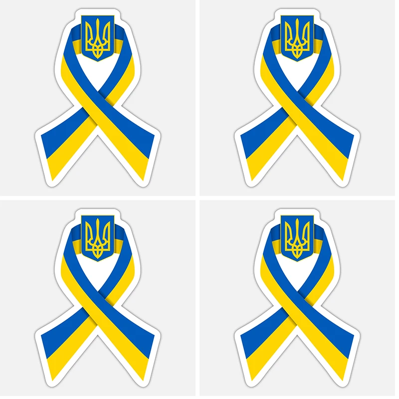 

S62304A # 4 Pack Self-adhesive Decal For UA Ukraine Ribbon Car Sticker Waterproof Auto Decors on Bumper Rear Window Laptop