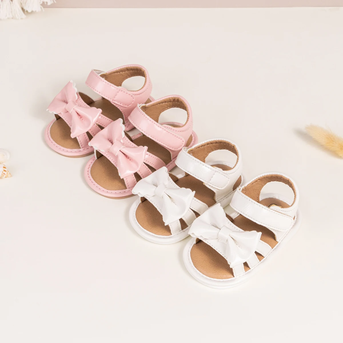 Description Picture 4 of itemSummer Popular Baby Sandals 0-1 Y Elegant Style PU Leather Anti-slip Soft Sole Multi-color Bow First Walking Shoes