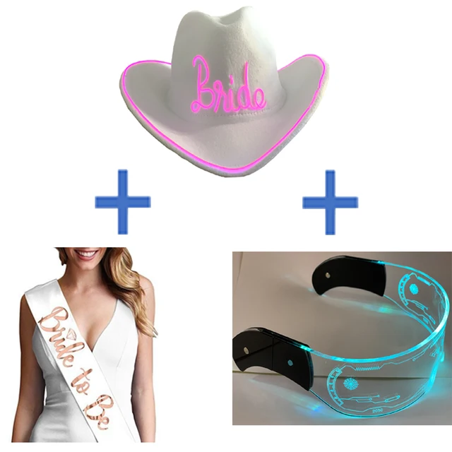 Bride Cowgirl Hat Light Up Led Cowboy 