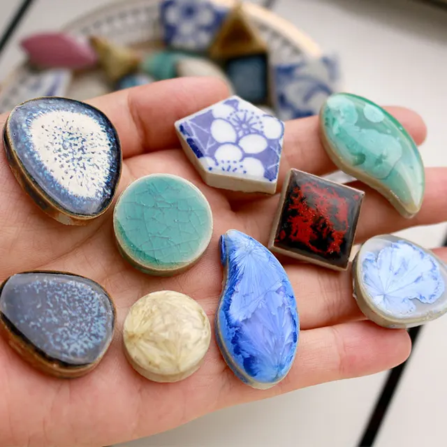 100g Ovale Piastrelle a mosaico in ceramica Pezzo Mosaico fai da te Pietre per artigianato Hobby Arts Decorazione della parete di casa Forma di petalo di foglia cerd01 2