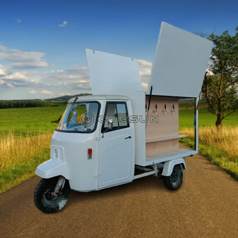 Electric Piaggio Ape Food Truck Outdoor Electric Catering Tricycle Hot Dog Food Trailer Coffee Bar for Sale