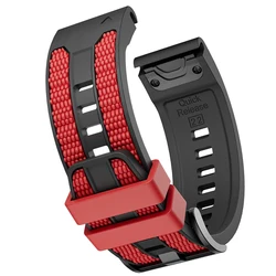 Versatile QuickFit Silicone Sports Strap (22mm & 26mm) in Black - QuickFit 26mm (Red Black)