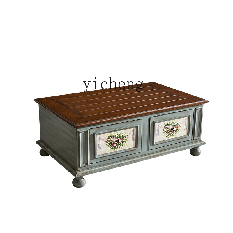 

American Coffee Table Living Room American Country Modern Solid Wood Retro Coffee Table Simple Square