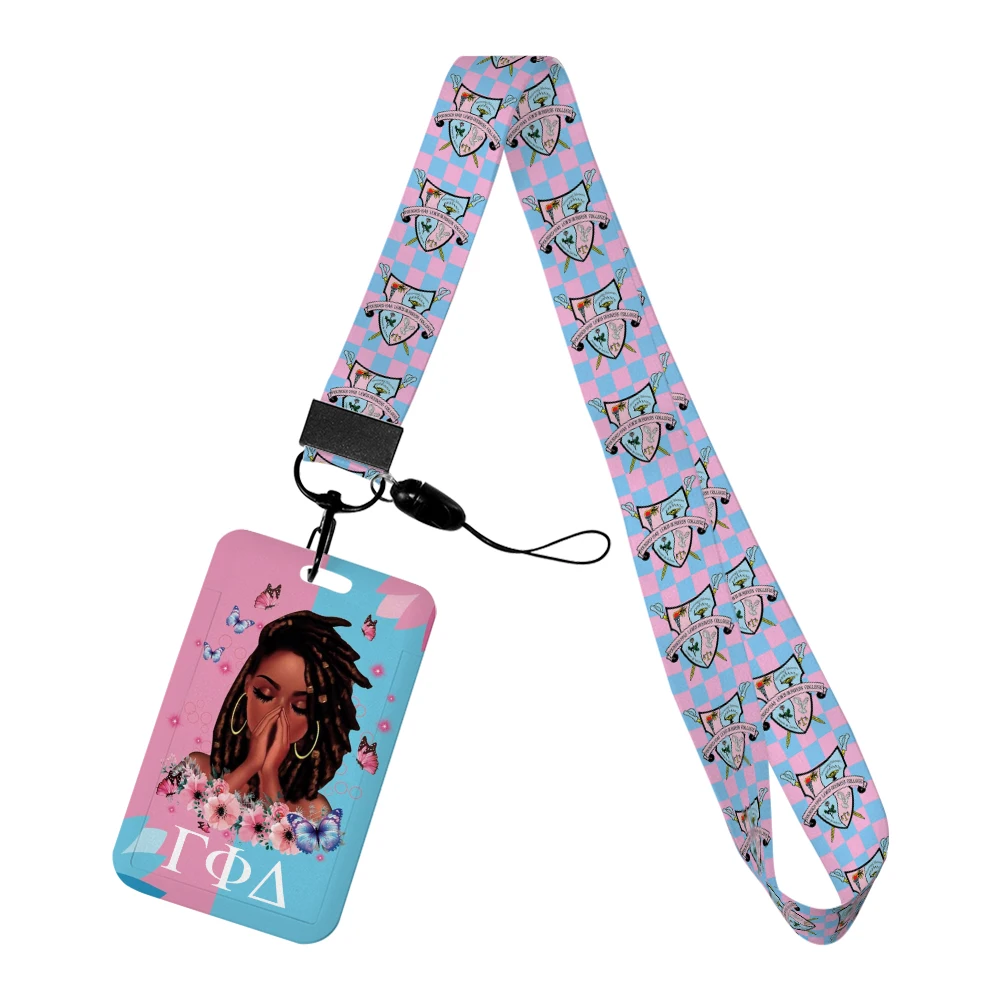 New Arrival Gamma Phi Delta Sorority Plastic Card Holders Keychain Work Card Bus Access Card Holder PVC Keychains Sister Gifts 2