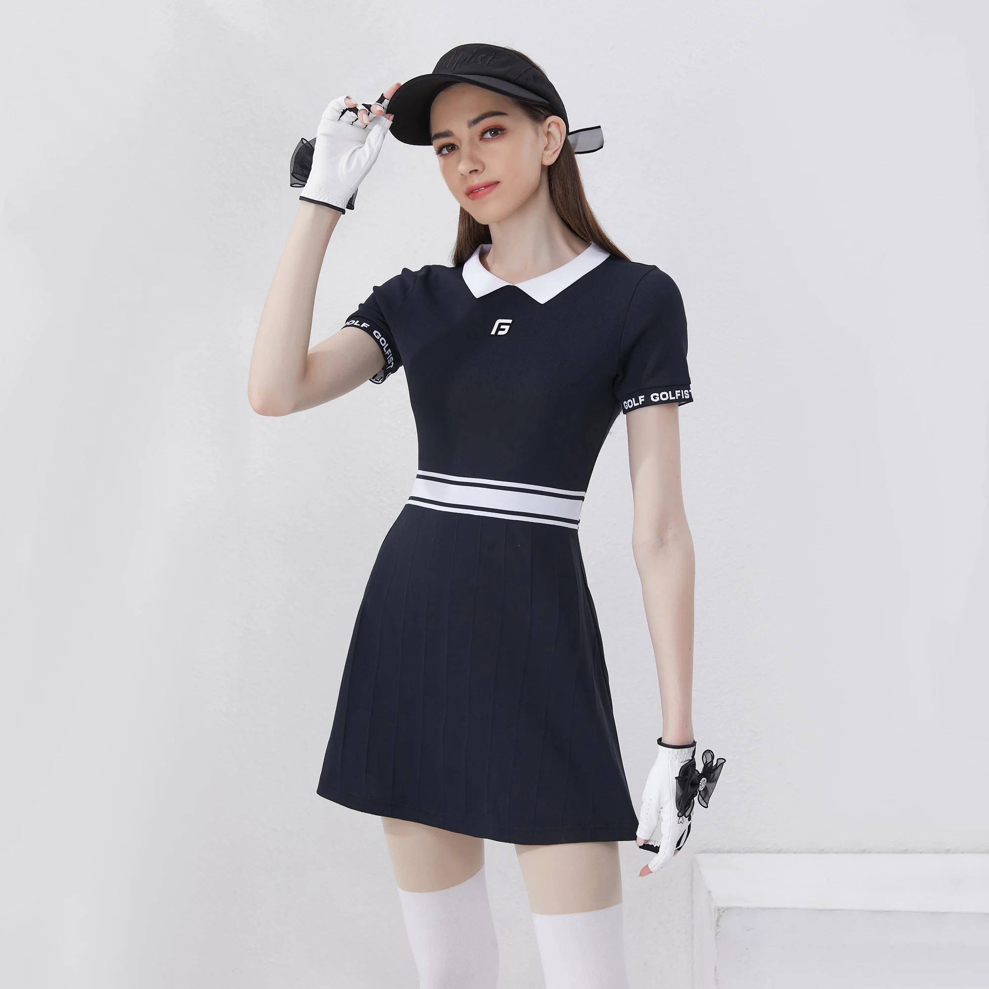 Golfist Golf Ladies Knitted Dress Slim Fit Casual Dress with Lapel Slim Skirt Tennis Running Sportswear Sporty Dress