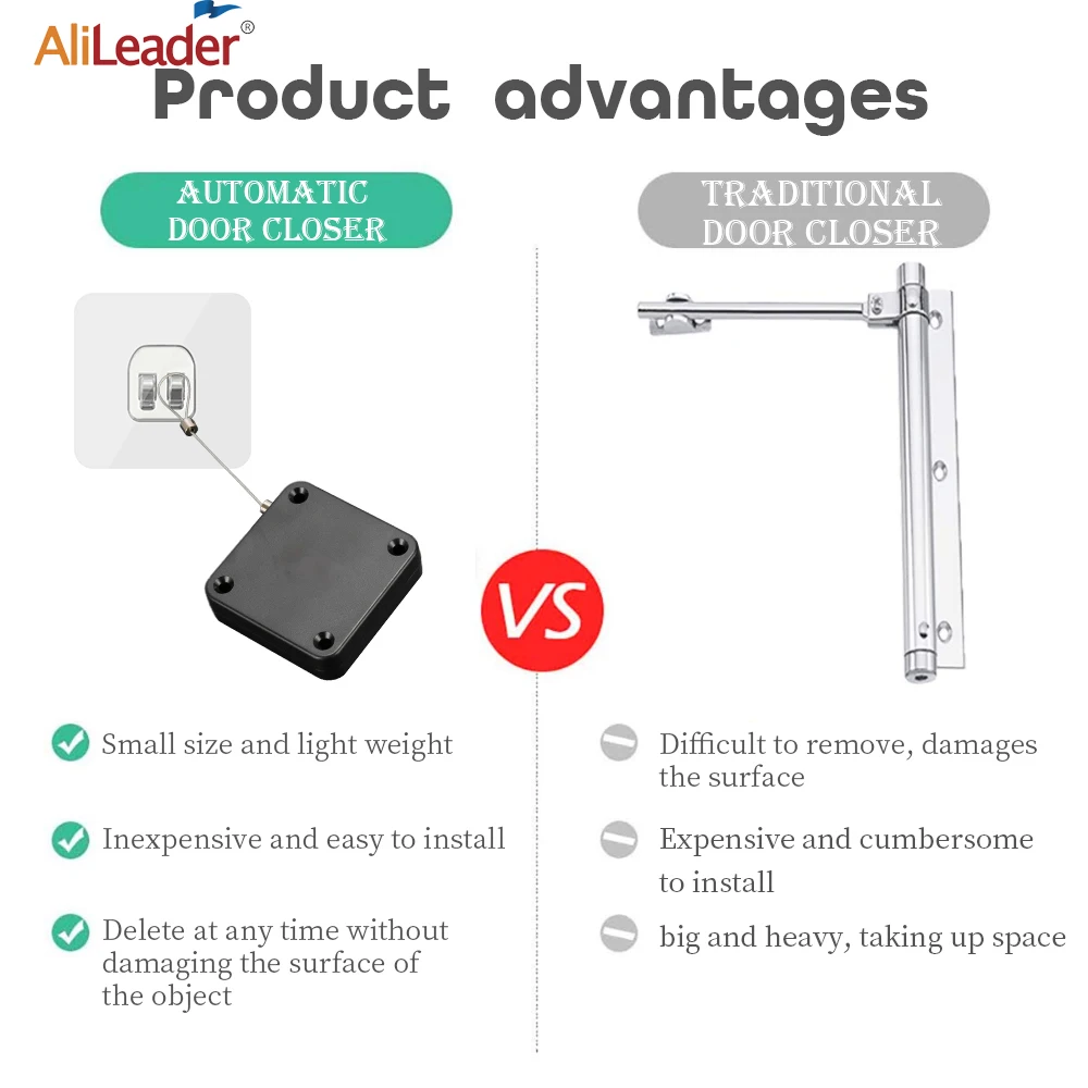 Automatic Door Closer Punch-Free Soft Close Door Closers For Sliding Glass Tension Closing Device 800g-1500g