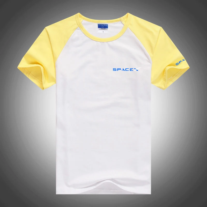 SpaceX Space X Logo 2023 Men's summer new fashion splicing T-shirt with round neck and short sleeves for leisure sports.