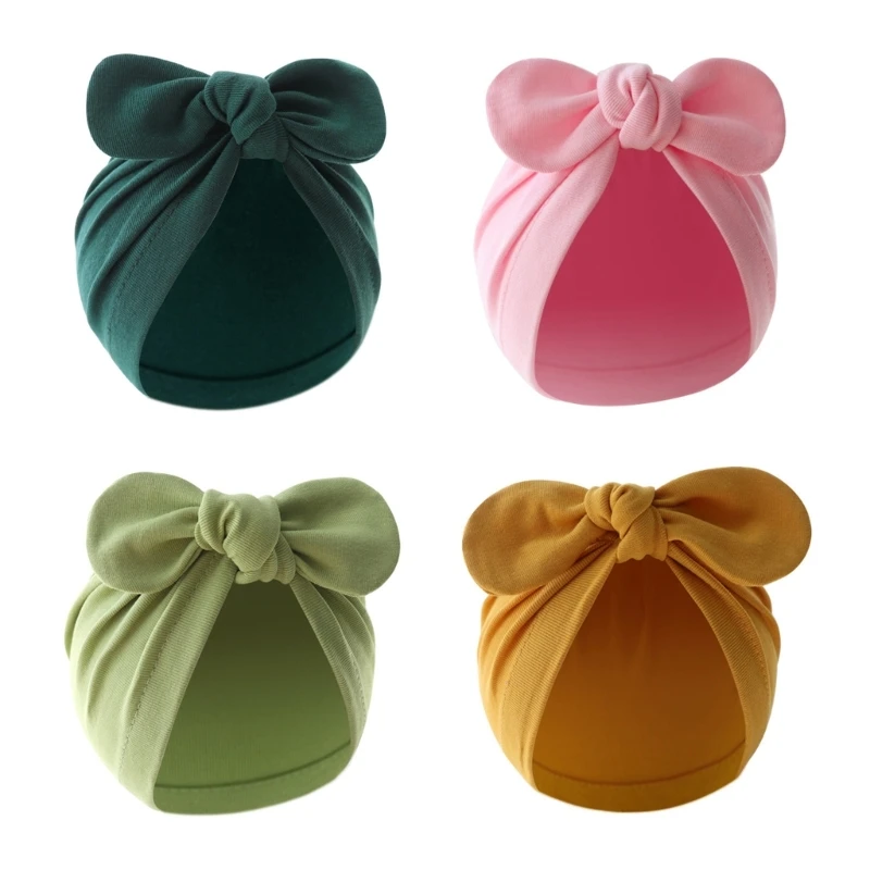 모자 인도 모자 통기성 병원 모자 큰 Bowknot 솔리드 컬러 비니 Windproof 토끼 귀 모자