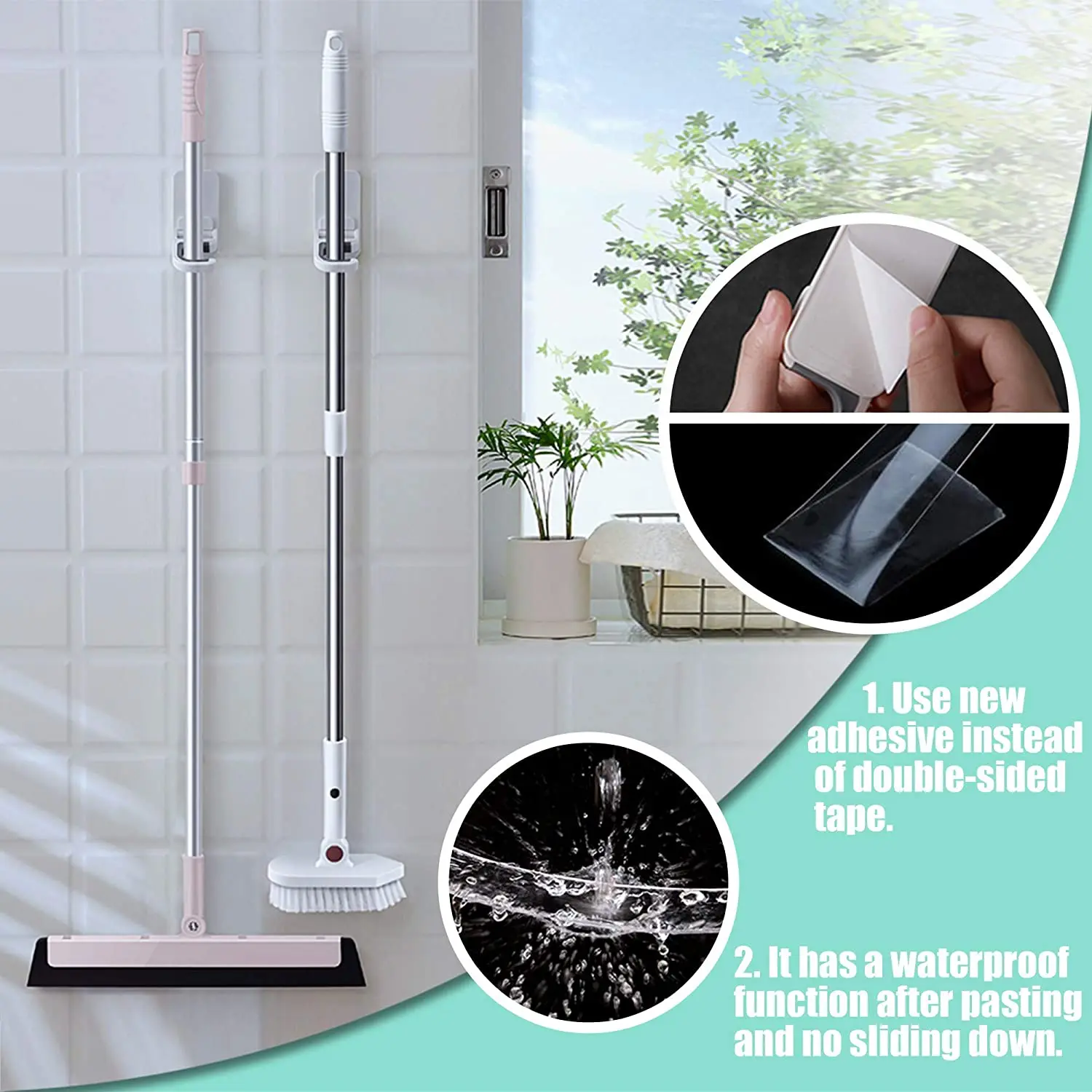 Broom Mop Holder Wall Mount Self-adhesive No Trace Rack Hanger Organizer Garage Kitchen Bathroom Storage Multi-Purpose Hook wall holder multi purpose hooks adhesive wall hook self adhesive hooks wall mount hooks wall organizer hook