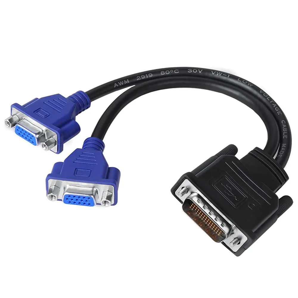 59 pin DVI to dual VGA cable 59 pin to 2 VGA cable, DVI graphics card conversion cable, graphics card adapter cable 25CM