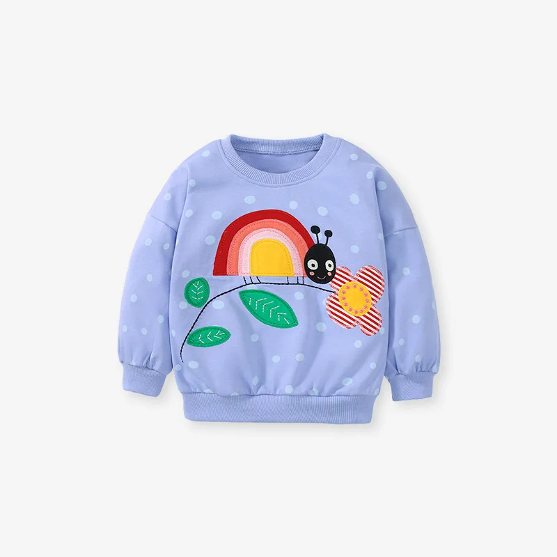 Hoodies Winter Kids Children's Clothes Baby Girls Cotton Outerwear Cartoon Rainbow Snail Sweatshirt  Autumn Tops