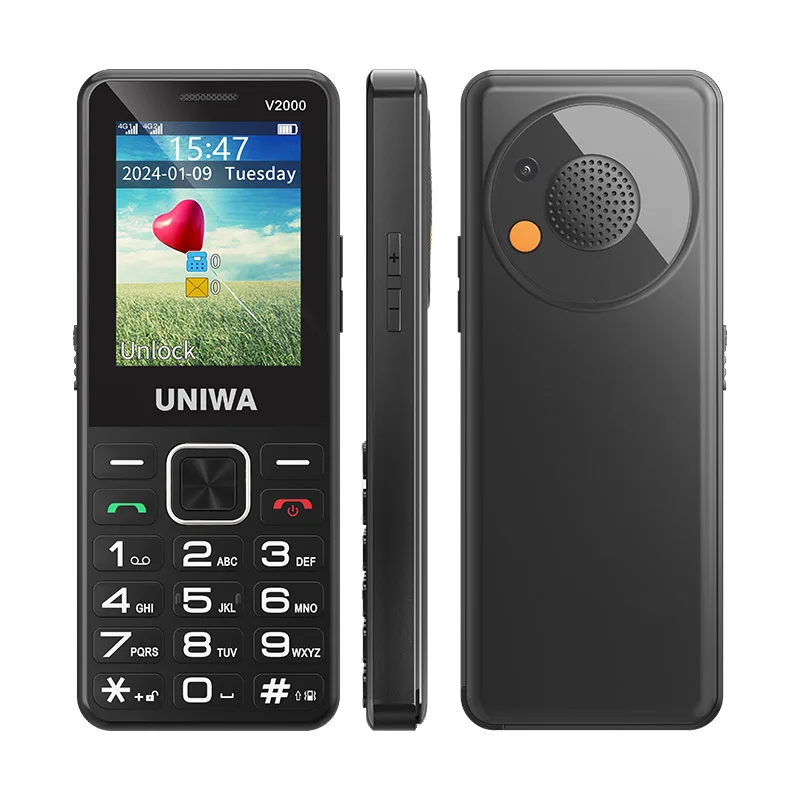 UNIWA V2000 Global 4G Network 2.4 Inch IPS Display SOS Button Elderly Cell Phone With 1700mAh Battery Support one click dialing 3