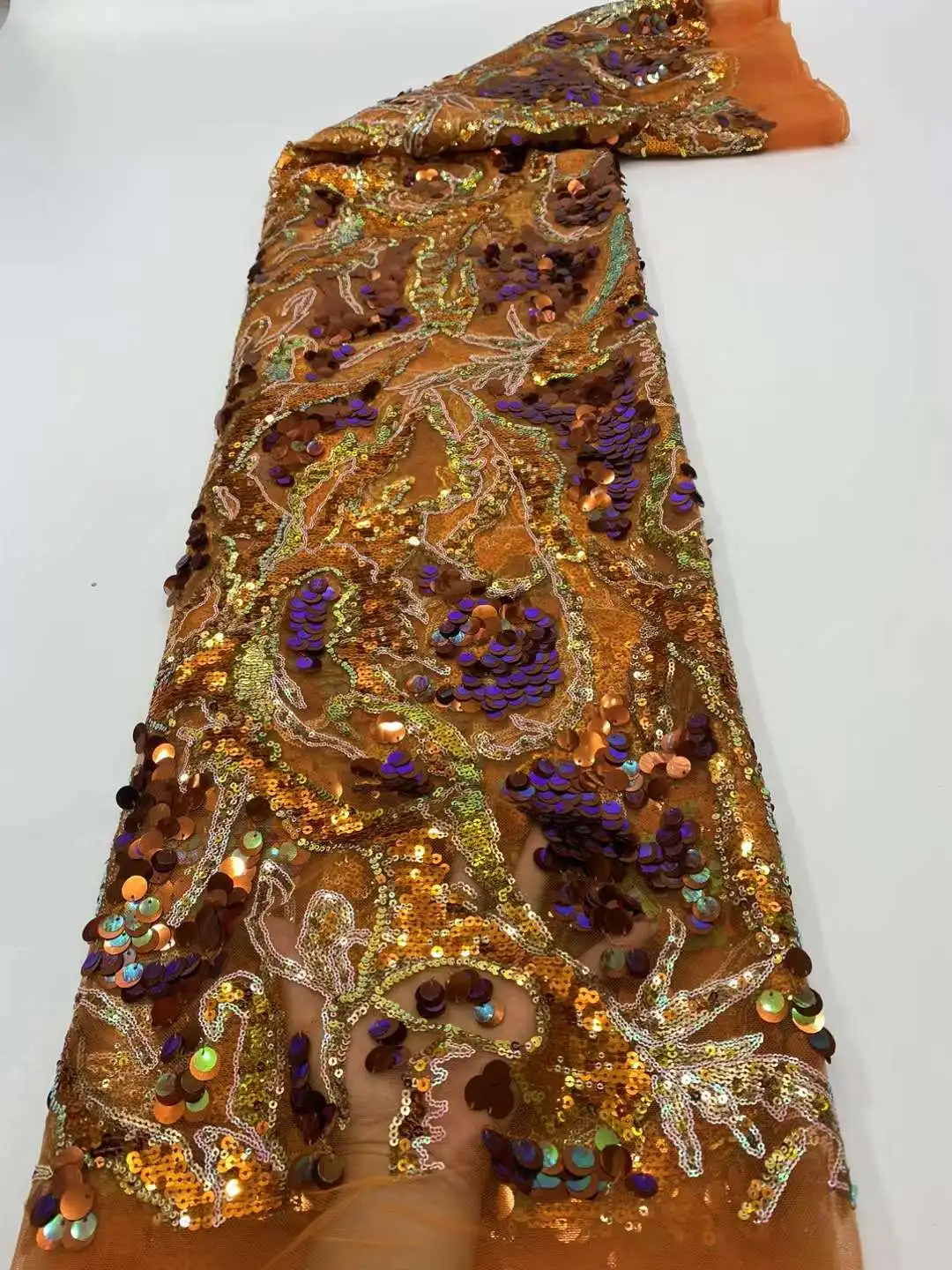 

Fashion Luxury French Embroidery Lace Fabric African Nigerian With Sequins Fabric For Wedding Dress Party
