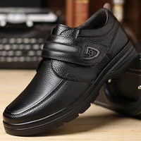 Leather Casual Shoes for Men Anti-Slip Thick Bottom Soft Sole Business Wear Resistant Slip-Resistant Dad Comfortable Leather Sho