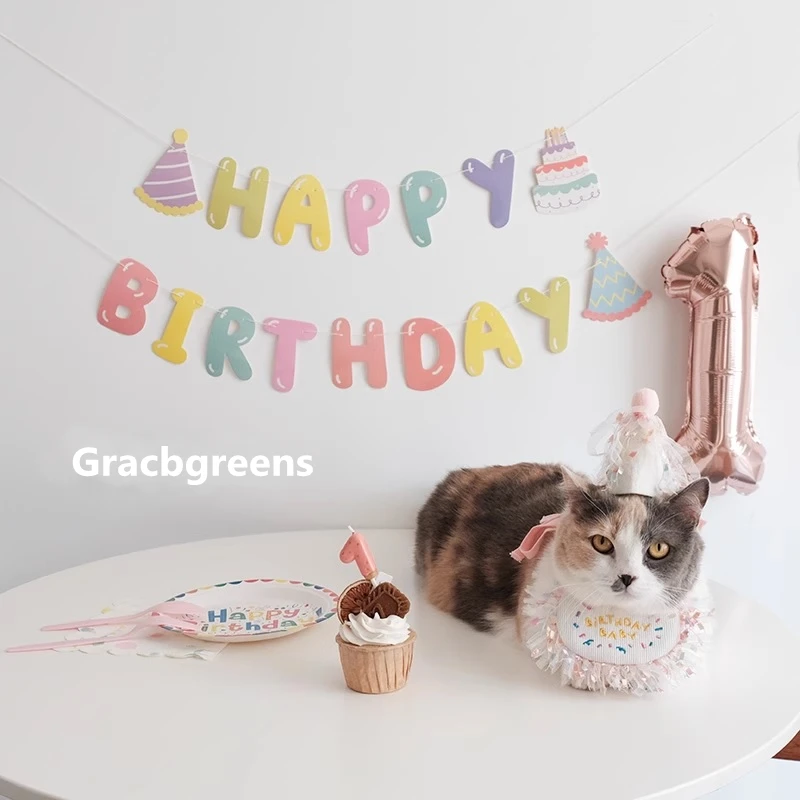Happy Birthday Banner Pastel Macaron Colorful Letters Garland for Kids, Baby and Adults, Birthday Party Decorations Supplies