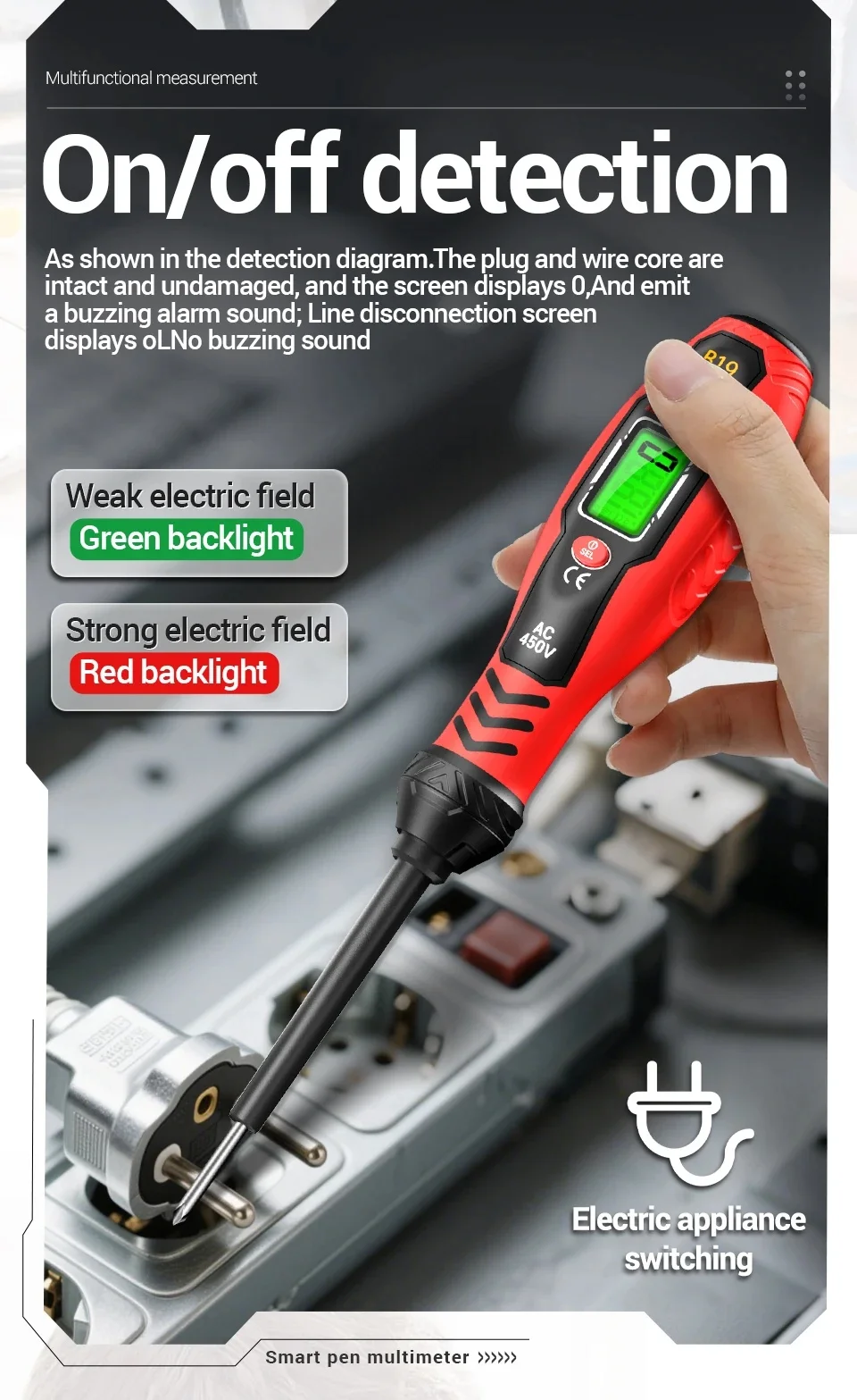 B19 디지털 전압 테스터 펜 220V AC 30-1000V NCV 디지털 감지기, LED 디스플레이가 있는 전기 기술자용 브레이크포인트 탐지기