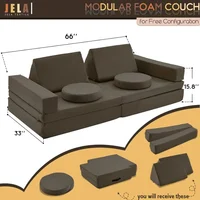 Kids Couch Extended Size 10PCS with futons, Floor Couch Floor Sofa Modular Furniture for Kids and Adults,Modular Foam Play Couch 2