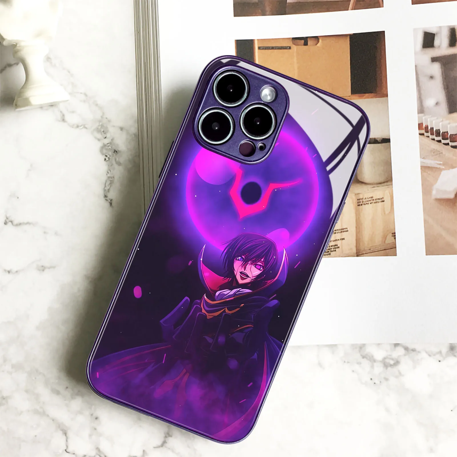 Lelouch Anime Colors Manga Tpu Custodia In Vetro Temperato Viola Per Iphone 15 14 11 Pro Max 7 8 15 Plus 12 13 Mini Xr Xs