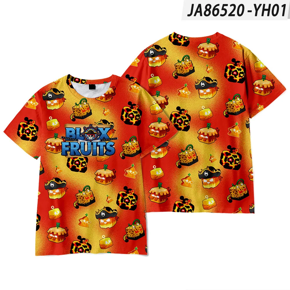 New Summer 3D ROBLOX Game Blox Fruits Fashionable Comfortable Simple Casual Sports Short-sleeved T-shirt Children's Clothing 5
