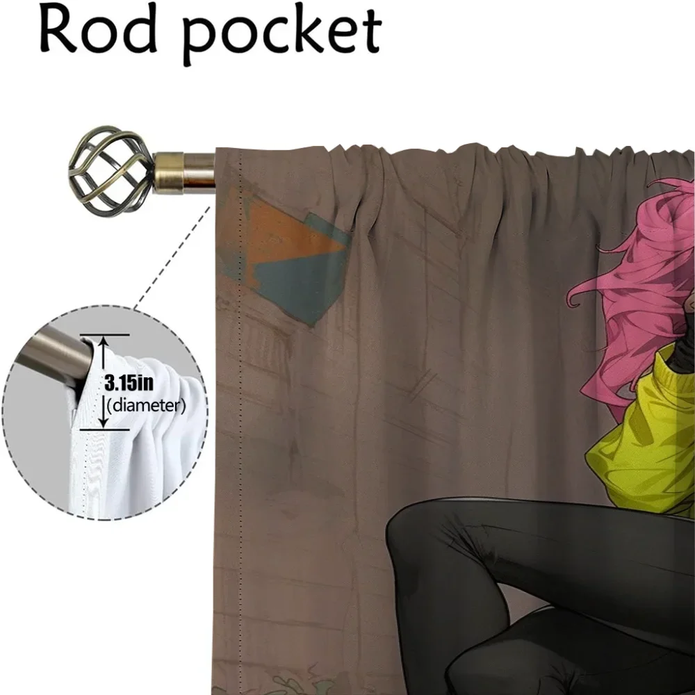 Curtains Child Room Street Punk Girl Window Curtain for Room 2 Panel Home Interior Curtains Tulle for Bedroom Shades Partition 4