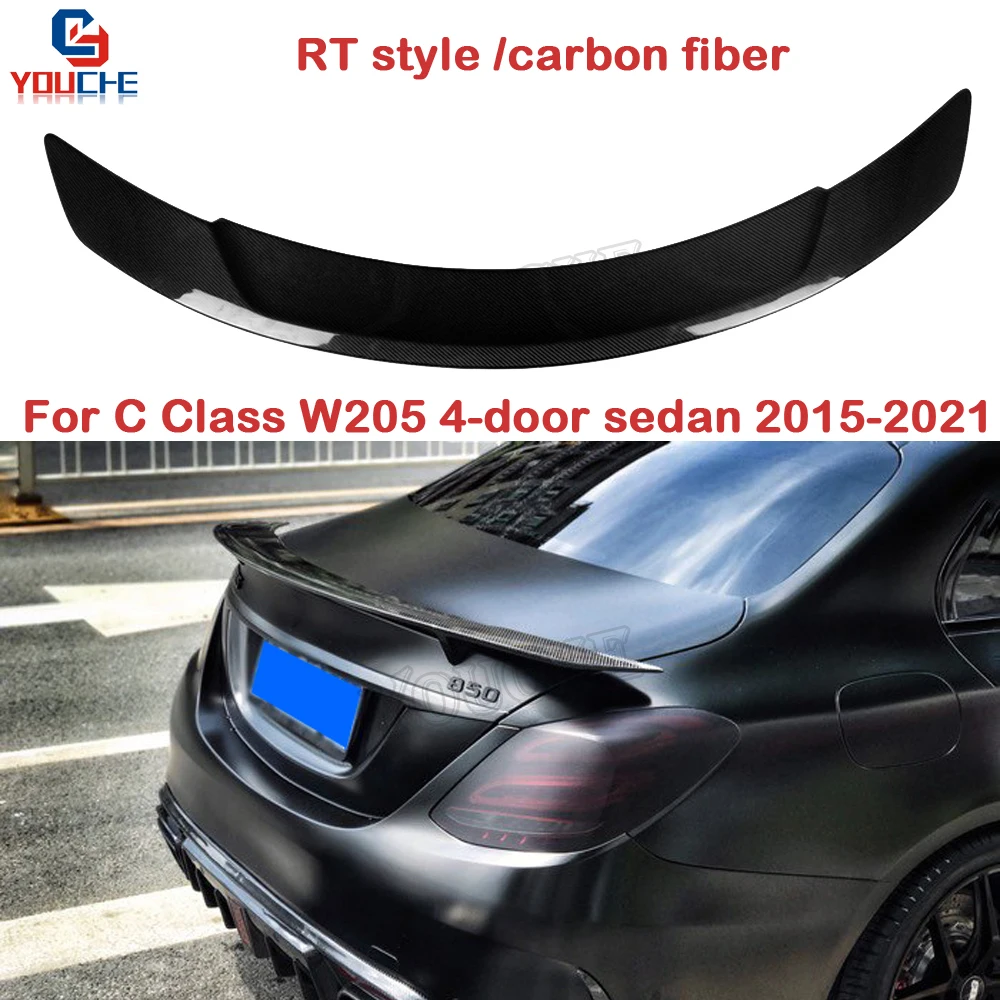 

Mercedes W205 RTStyle Carbon Fiber Rear Trunk Spoiler Wing For Benz C Class 4-door Sedan 2015-2021 C180 C200 C250 C300 C350 C400