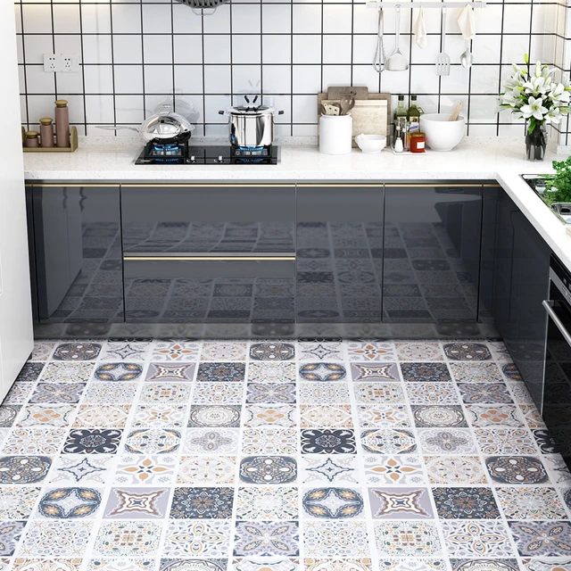 5X Tile Stickers Wall Floor Paper Non Slip Waterproof Kitchen Bathroom Home  DIY