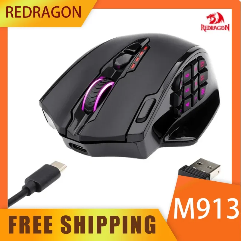Мышь Redragon M913 Беспроводная Двухрежимная боковая, макро, Rgb