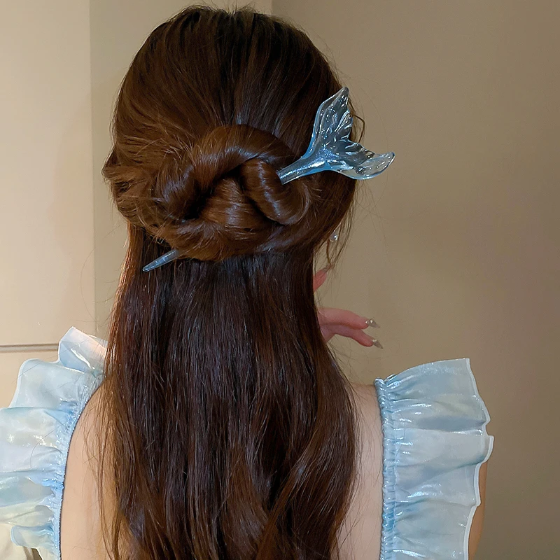 Neue klare, meerblaue Fischschwanz-Haarspangen für Damen – Eleganter koreanischer Ins-Stil für den Urlaub, schlichte Persönlichkeit, temperamentvolle Haaraccessoires K – Detail 2
