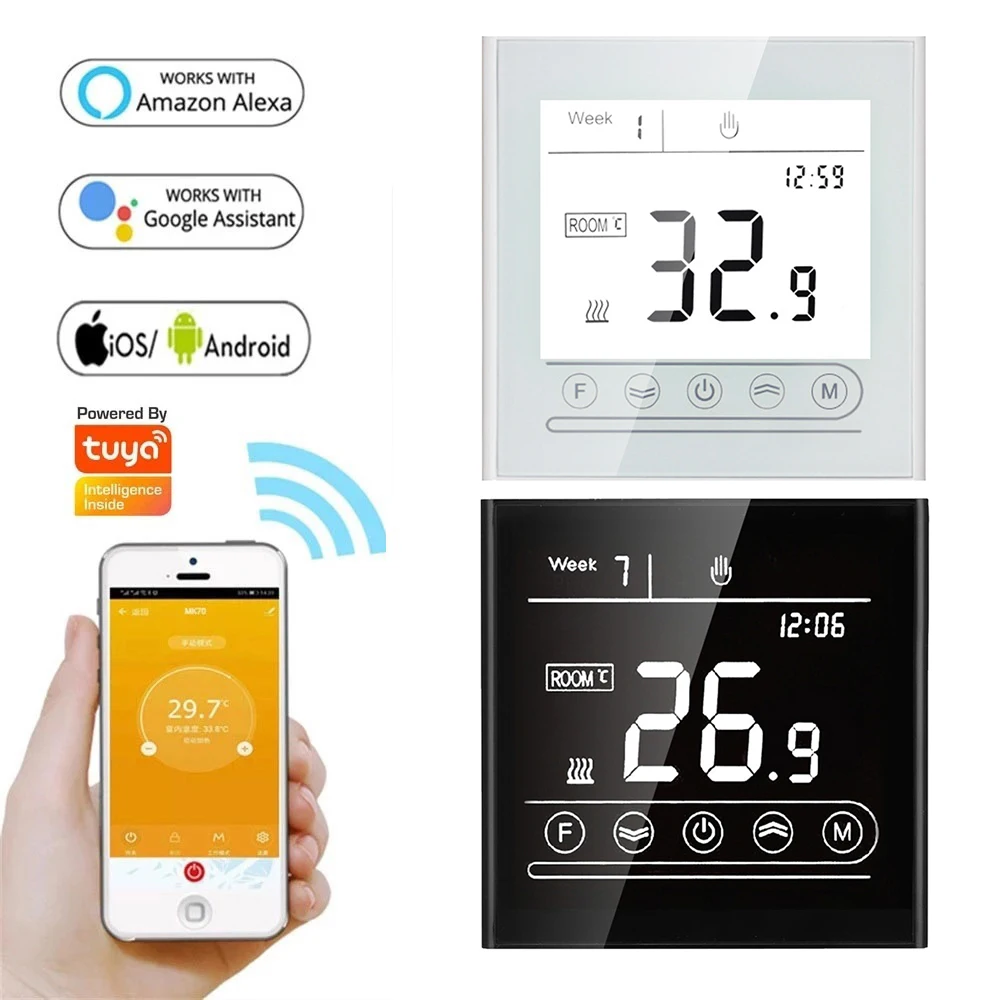 Smart Thermostat 95~240V Alexa Google Home Smart WiFi Thermostat Room Electric Water Gas Boiler Floor Heating Temperature Controller
